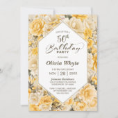 Invitation 50e anniversaire Rose jaune Fête florale (Devant)