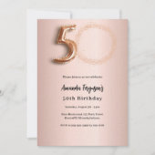 Invitation 50e anniversaire rose or photo luxe (Devant)