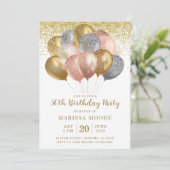 Invitation 50e anniversaire Rose Parties scintillant or et or (Debout devant)