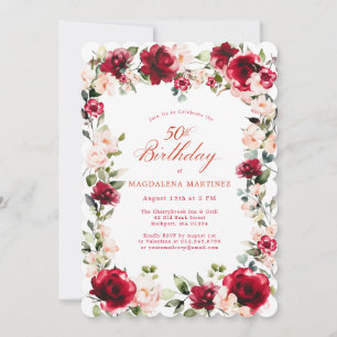Invitation 50e anniversaire Rose rose rose rose rose rose poi