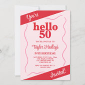 Invitation 50e anniversaire rose rouge moderne gras (Devant)
