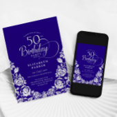Invitation 50e anniversaire Roses d'argent violet