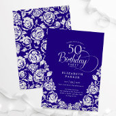 Invitation 50e anniversaire Roses d'argent violet