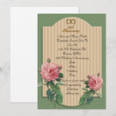Invitation 50e anniversaire roses vintage (Devant / Derrière)