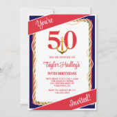 Invitation 50e anniversaire Rouge Blanc & Bleu Mar (Devant)