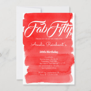 Invitation 50e anniversaire Rouge élégant style calligraphie