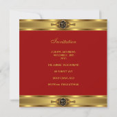 Invitation 50e anniversaire Rouge Or Noir Damas fleuri Bijou (Dos)