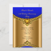 Invitation 50e Anniversaire Royal Blue Or Cœur Doré (Dos)