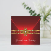 Invitation 50e anniversaire Royal Red Elegant Gold Jewel (Debout devant)