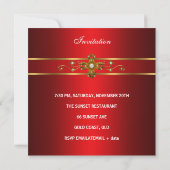 Invitation 50e anniversaire Royal Red Elegant Gold Jewel (Dos)