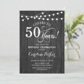 Invitation 50e anniversaire - Rustic Grey Motif (Debout devant)