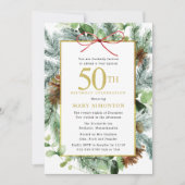 Invitation 50e anniversaire Rustic Winter Botanical (Devant)