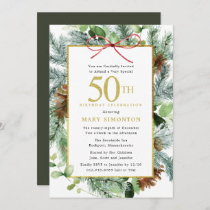 Invitation 50e anniversaire Rustic Winter Botanical