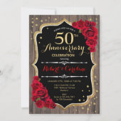 Invitation 50e anniversaire rustique - Bois Rouge  (Devant)