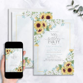 Invitation 50e anniversaire Rustique Dusty Blue Sunflower Scr