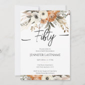 Invitation 50e Anniversaire Rustique Floral Automne (Devant)