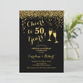 Invitation 50e anniversaire - Santé pour 50 ans Or noir (Debout devant)
