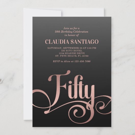 Invitation 50e anniversaire Script moderne (Devant)