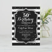 Invitation 50e anniversaire - Silver Black White Stripes (Debout devant)