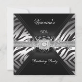 Invitation 50e anniversaire Silver Black Zebra Diamond Image (Devant)