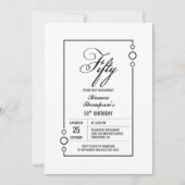 Invitation 50e anniversaire Simple Black Frame Party (Devant)