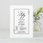 Invitation 50e anniversaire Simple Black Frame Party (Debout devant)