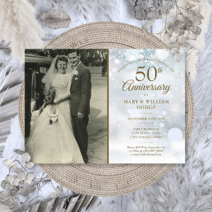 Invitation 50e anniversaire Snowflakes Mariage photo