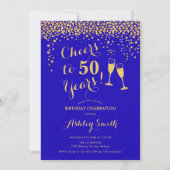 Invitation 50e Anniversaire - Soirée À 50 Ans Or Royal Blue (Devant)