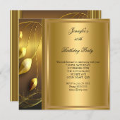 Invitation 50e Anniversaire Soirée Elégant Or Noir (Devant / Derrière)