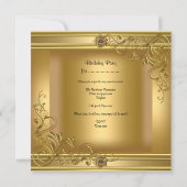 Invitation 50e Anniversaire Soirée Elégant Or Sur Gold Floral (Dos)