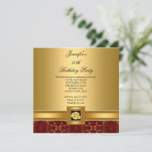 Invitation 50e Anniversaire Soirée Elégante Rouge Or Noir (Debout devant)