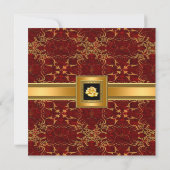 Invitation 50e Anniversaire Soirée Elégante Rouge Or Noir (Dos)