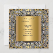 Invitation 50e Anniversaire Soirée Gold Bow Noir Argent (Dos)