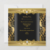 Invitation 50e Anniversaire Soirée Gold Damask Noir 2 (Dos)