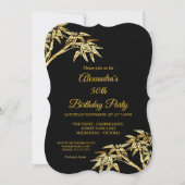 Invitation 50e Anniversaire Soirée Gold Golden Bambou Noir (Devant)