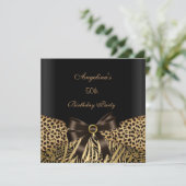 Invitation 50e Anniversaire Soirée Gold Leopard Brown Noir (Debout devant)