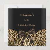 Invitation 50e Anniversaire Soirée Gold Leopard Brown Noir (Devant)