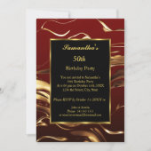 Invitation 50e Anniversaire Soirée Gold Noir Bourgogne Abstra (Devant)