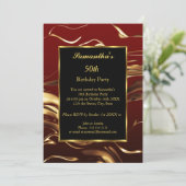 Invitation 50e Anniversaire Soirée Gold Noir Bourgogne Abstra (Debout devant)