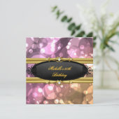 Invitation 50e Anniversaire Soirée Rose Or Black Diamond (Debout devant)