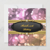 Invitation 50e Anniversaire Soirée Rose Or Black Diamond (Devant)