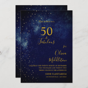 Invitation 50e anniversaire Soirée Sky Astral Gold Stars Bleu