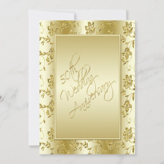 Invitation 50e Anniversaire Strass Or FAUX II (Devant)