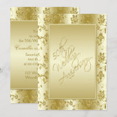 Invitation 50e Anniversaire Strass Or FAUX II (Devant / Derrière)