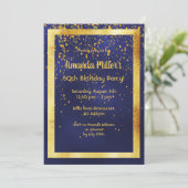 Invitation 50e anniversaire sur cadre bleu or de minuit (Debout devant)