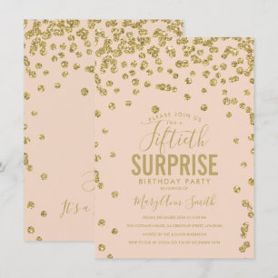 Invitation 50e anniversaire surprenant Gold Blush Pink