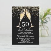 Invitation 50e anniversaire surprise Champagne Toast Confetti (Debout devant)