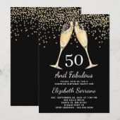 Invitation 50e anniversaire surprise Champagne Toast Confetti (Devant / Derrière)