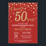 Invitation 50e anniversaire surprise Diamant rouge et or<br><div class="desc">Invitation surprise 50e anniversaire avec Arrière - plan Diamant Parties scintillant Rouge et Or. Gold Confetti. Anniversaire adulte. Hommes ou femmes,  anniversaire.
Pour plus de personnalisation,  cliquez sur le bouton "Customiser" et utilisez notre outil de conception pour modifier ce modèle.</div>