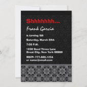 Invitation 50e Anniversaire Surprise Fête Argent Noir et Roug (Dos)